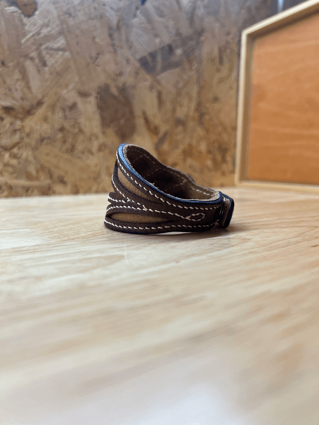 Bracelet "Écorce Bleue" - dentelle de cuir
