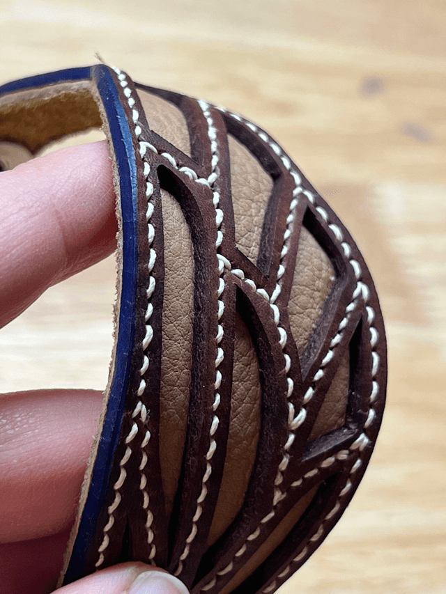 Bracelet "Écorce Bleue" - dentelle de cuir